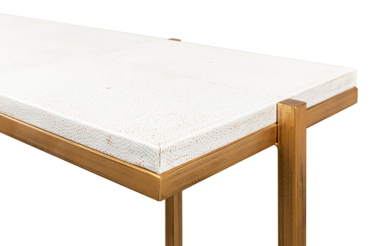 Sarreid Shagreen Console Table  Osprey White