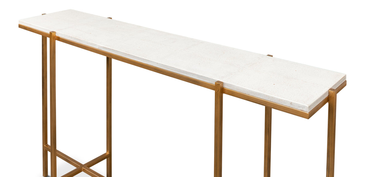 Sarreid Shagreen Console Table  Osprey White