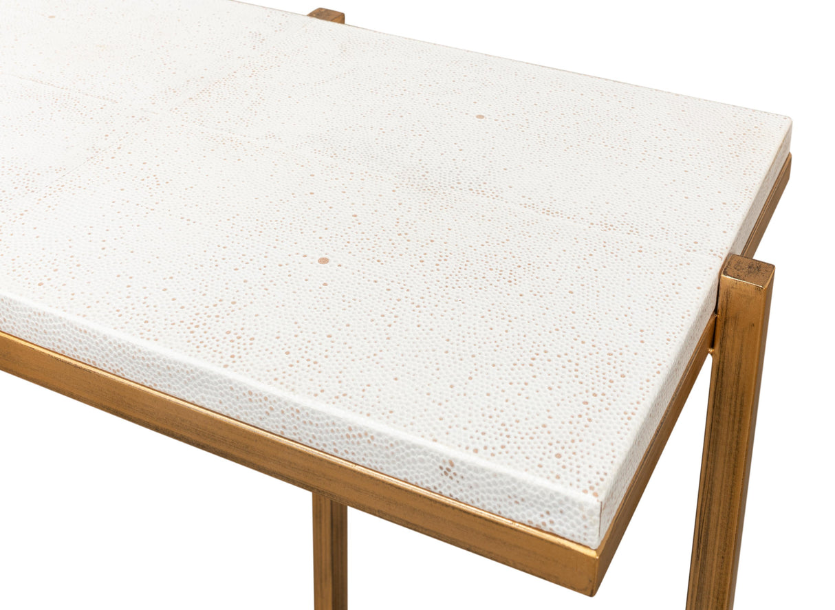 Sarreid Shagreen Console Table  Osprey White