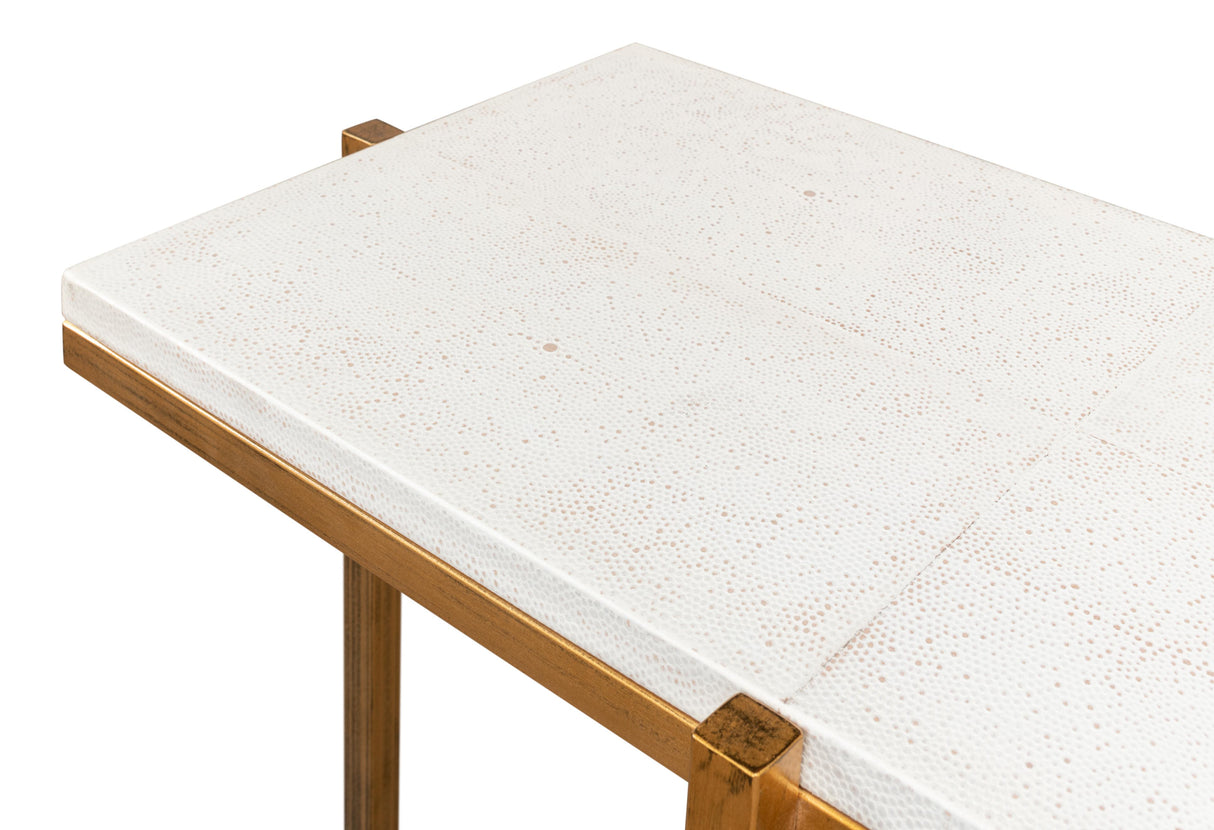 Sarreid Shagreen Console Table  Osprey White
