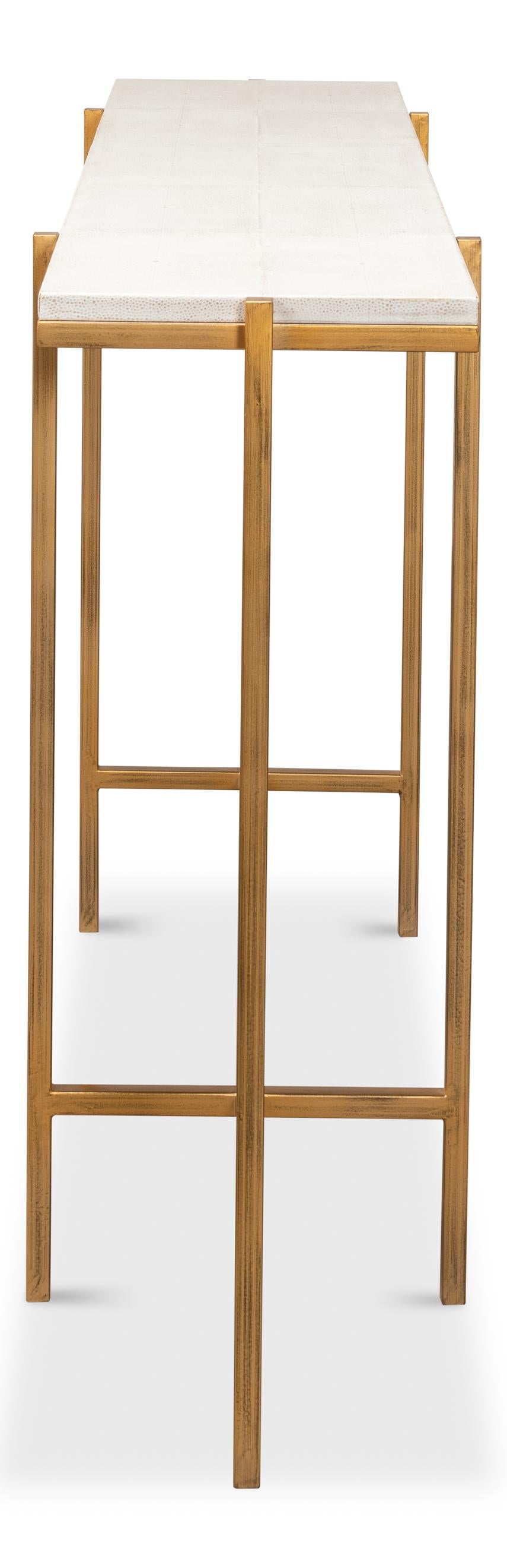 Sarreid Shagreen Console Table  Osprey White