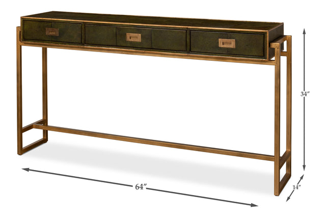 Sarreid Shagreen Console Table  Leaf