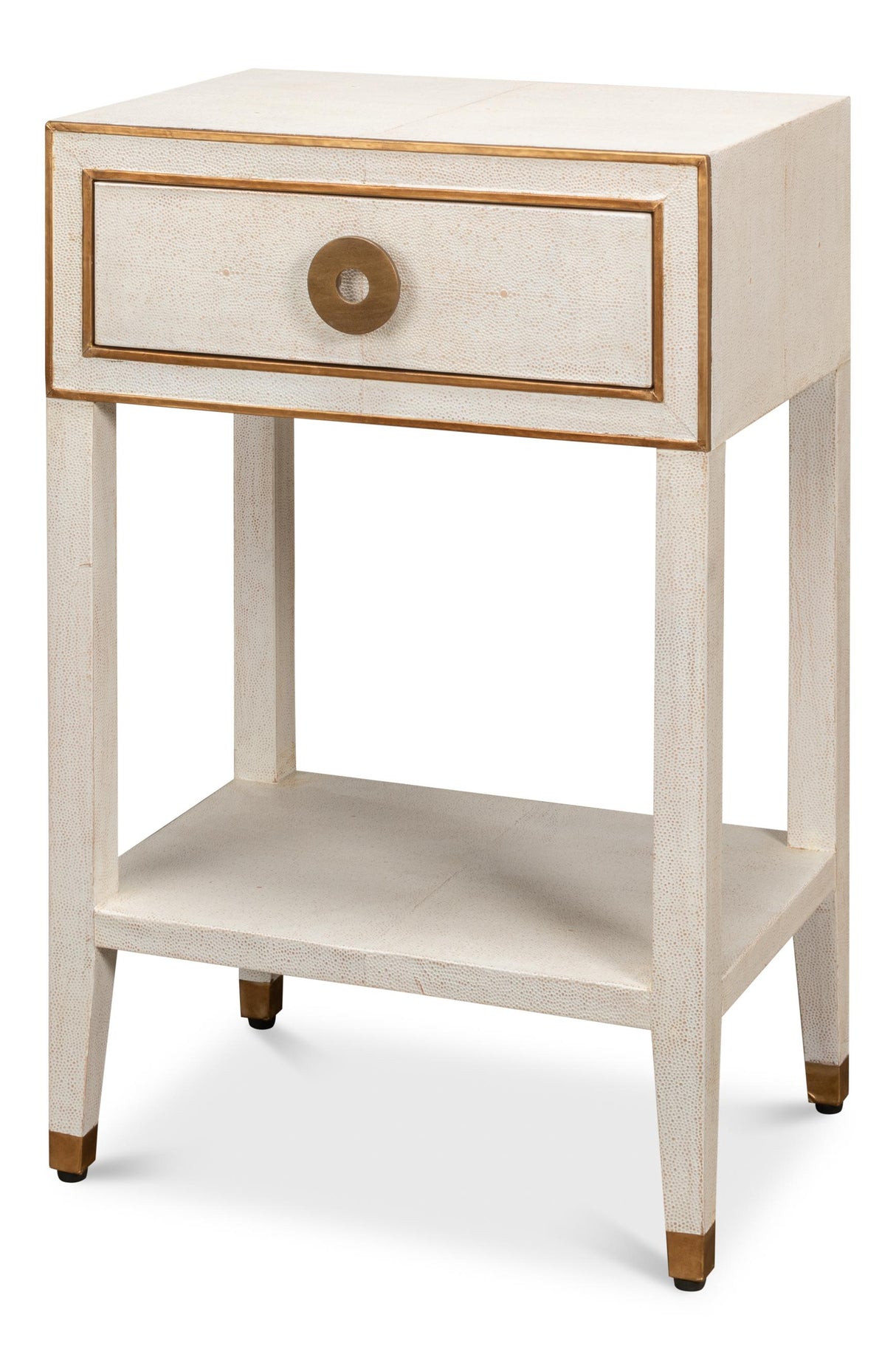 Sarreid Gabriella Shagreen Nightstand Osprey Wht