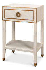 Sarreid Gabriella Shagreen Nightstand Osprey Wht