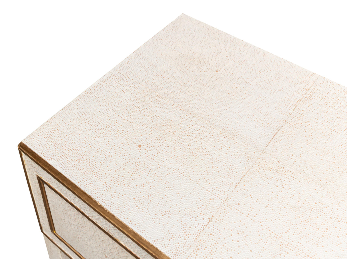 Sarreid Gabriella Shagreen Nightstand Osprey Wht