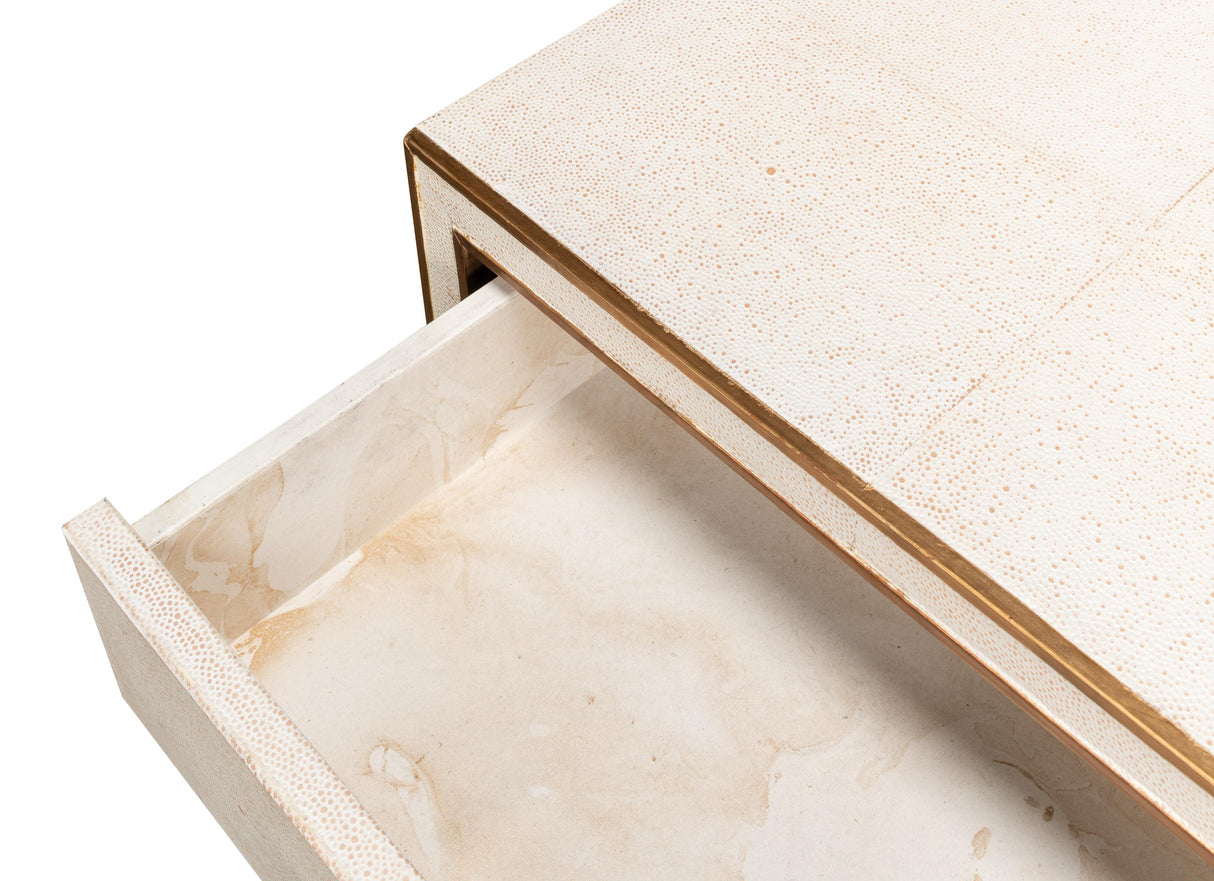 Sarreid Gabriella Shagreen Nightstand Osprey Wht