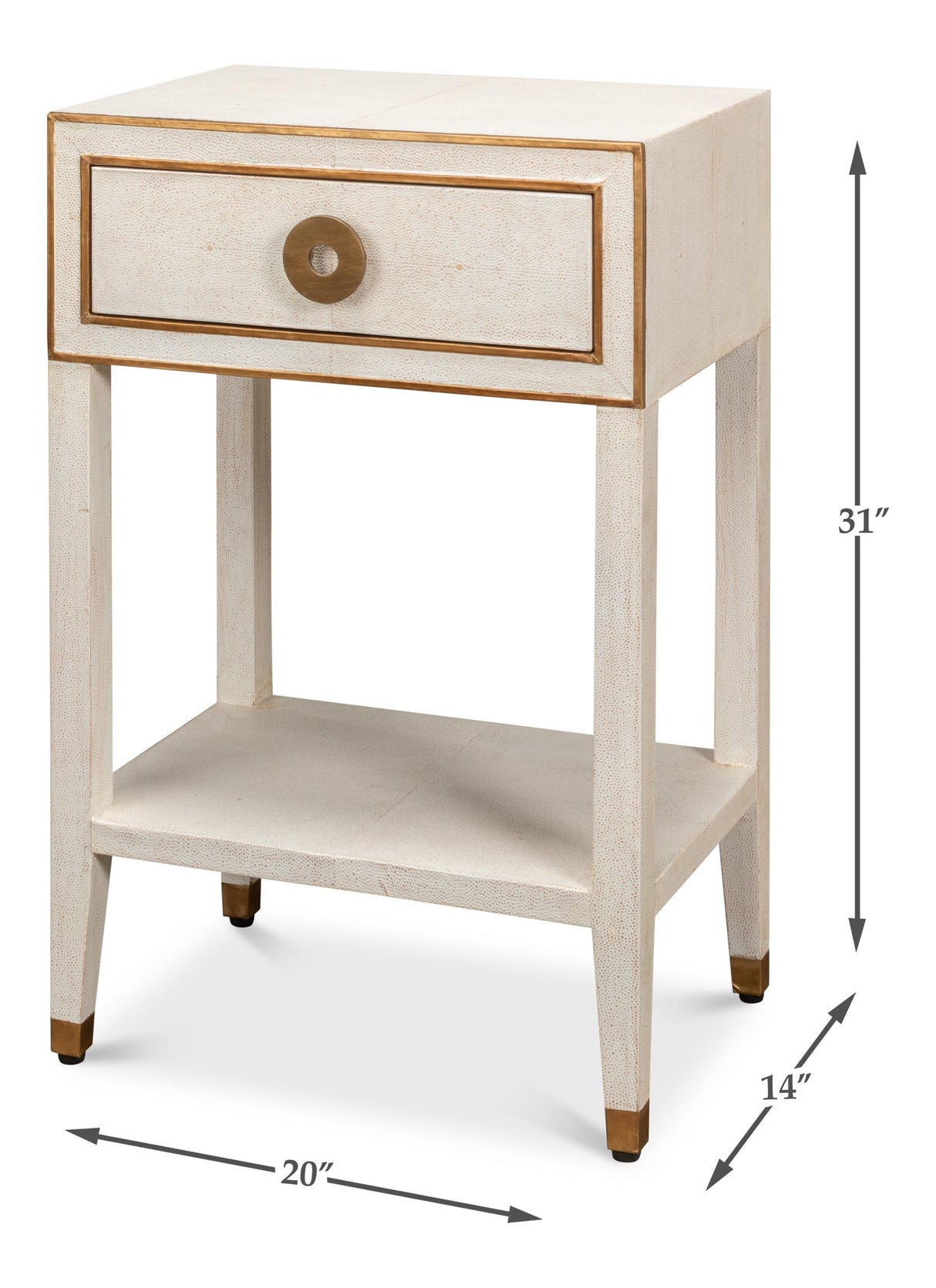 Sarreid Gabriella Shagreen Nightstand Osprey Wht