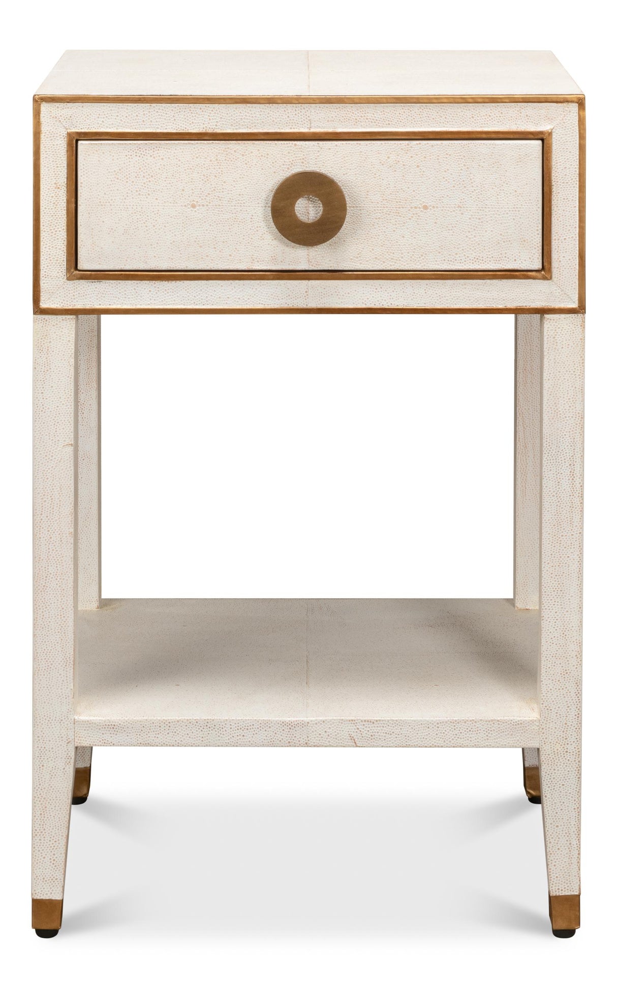 Sarreid Gabriella Shagreen Nightstand Osprey Wht