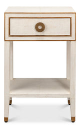 Sarreid Gabriella Shagreen Nightstand Osprey Wht