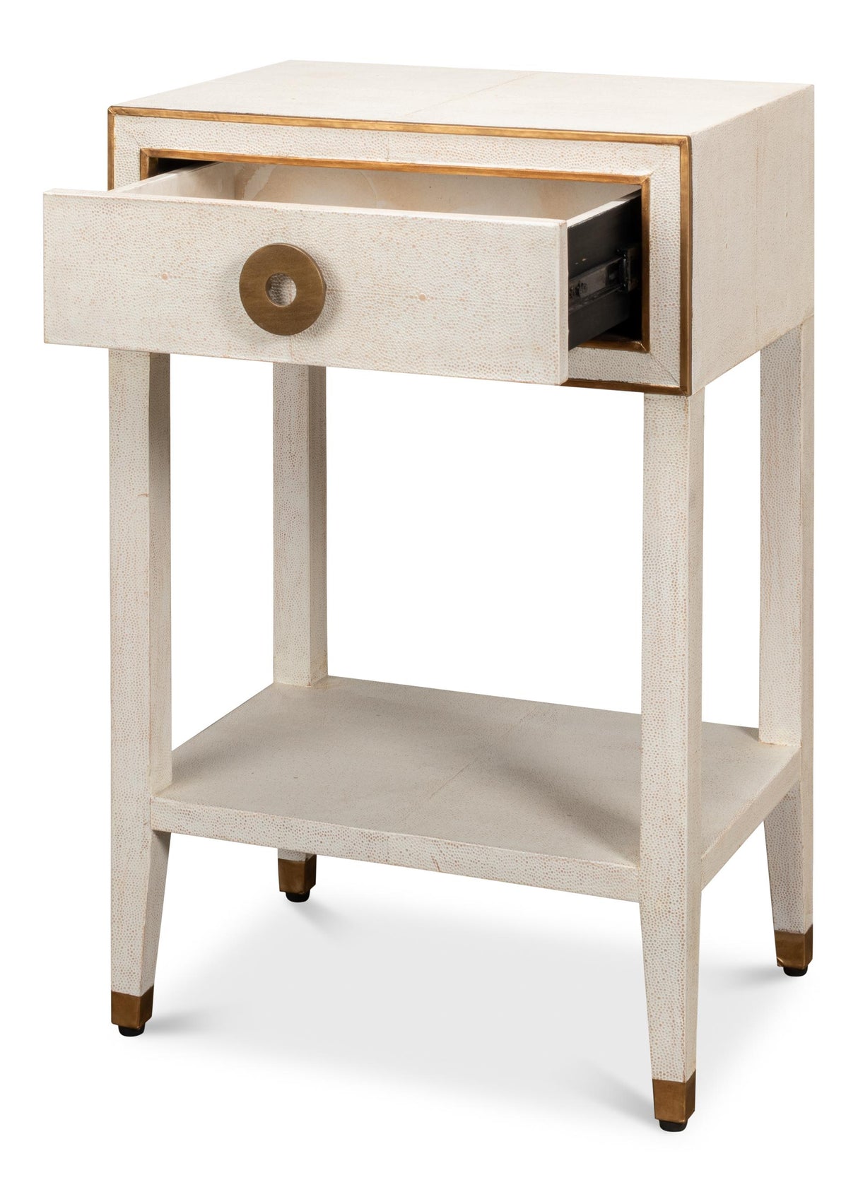 Sarreid Gabriella Shagreen Nightstand Osprey Wht