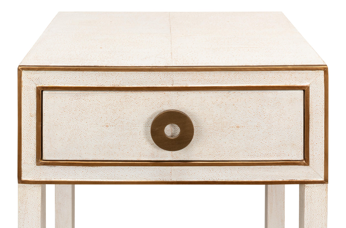 Sarreid Gabriella Shagreen Nightstand Osprey Wht