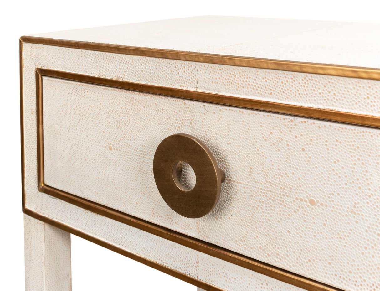 Sarreid Gabriella Shagreen Nightstand Osprey Wht