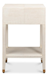 Sarreid Gabriella Shagreen Nightstand Osprey Wht