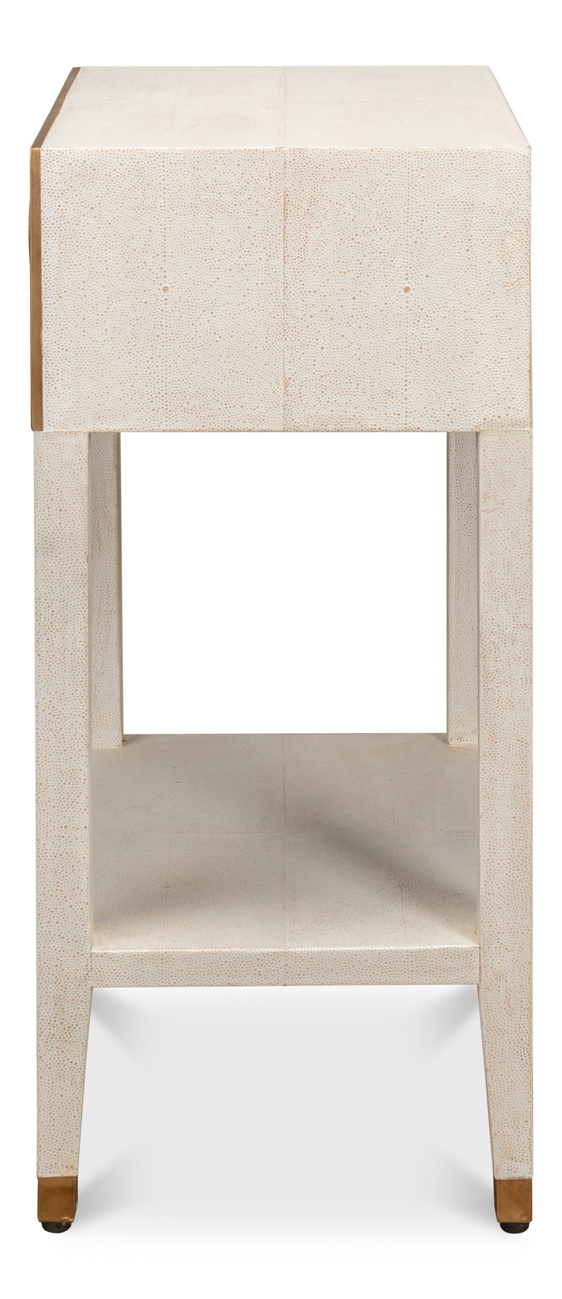 Sarreid Gabriella Shagreen Nightstand Osprey Wht