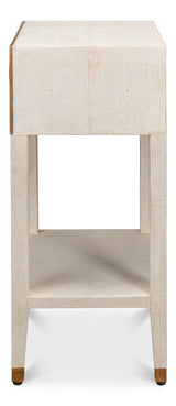 Sarreid Gabriella Shagreen Nightstand Osprey Wht