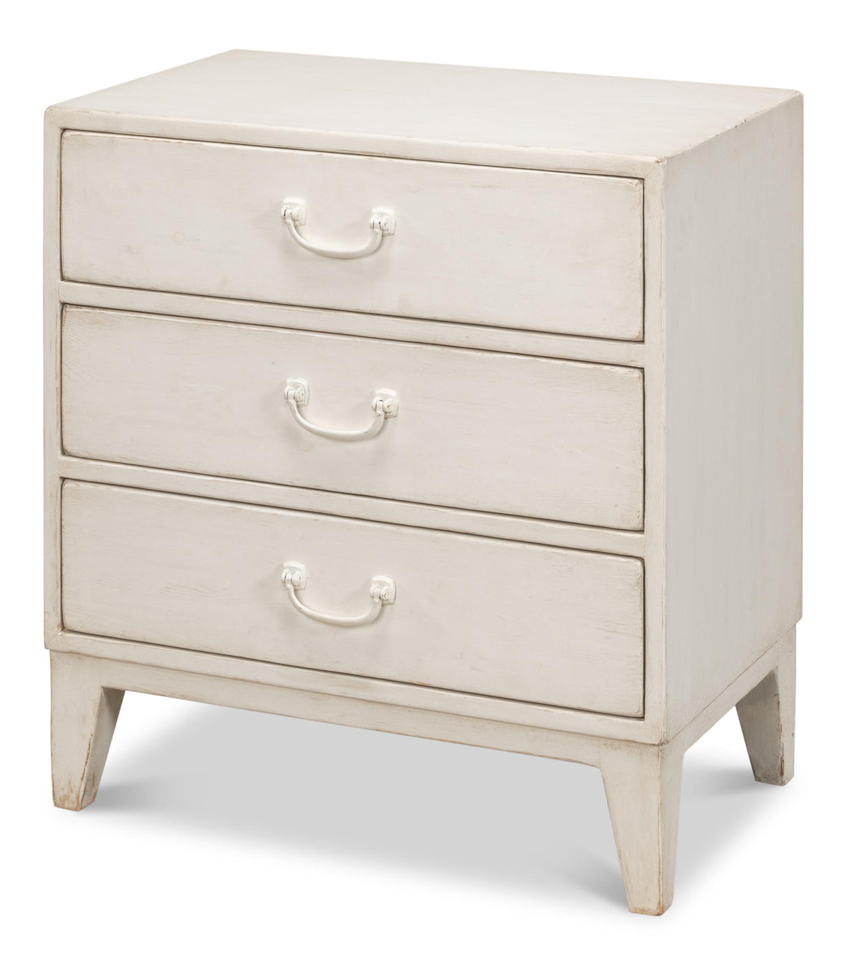 Sarreid Willow 3 Drawer Commode  Antique White