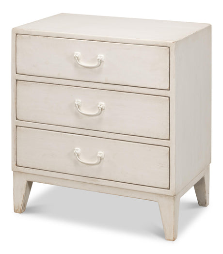 Sarreid Willow 3 Drawer Commode  Antique White