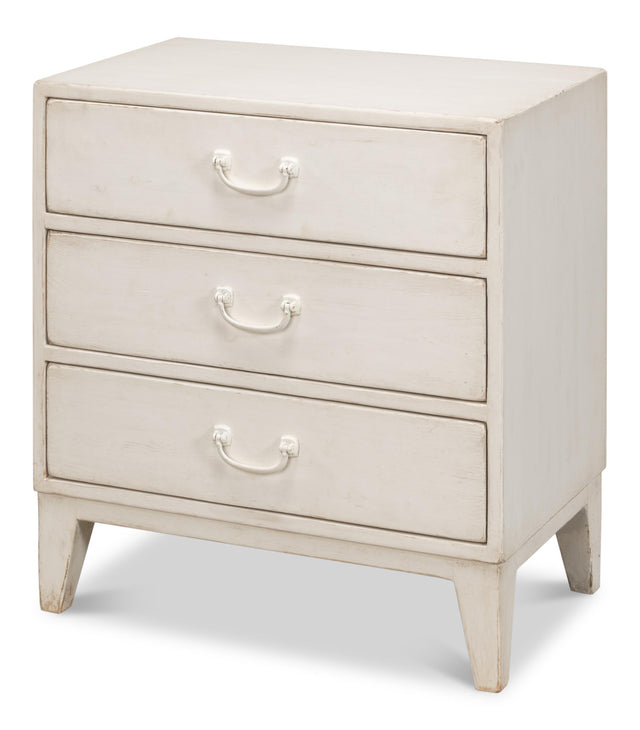 Sarreid Willow 3 Drawer Commode  Antique White