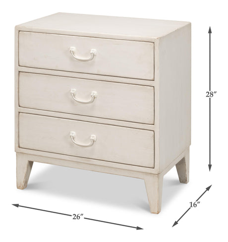 Sarreid Willow 3 Drawer Commode  Antique White
