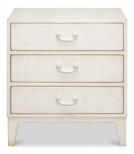 Sarreid Willow 3 Drawer Commode  Antique White