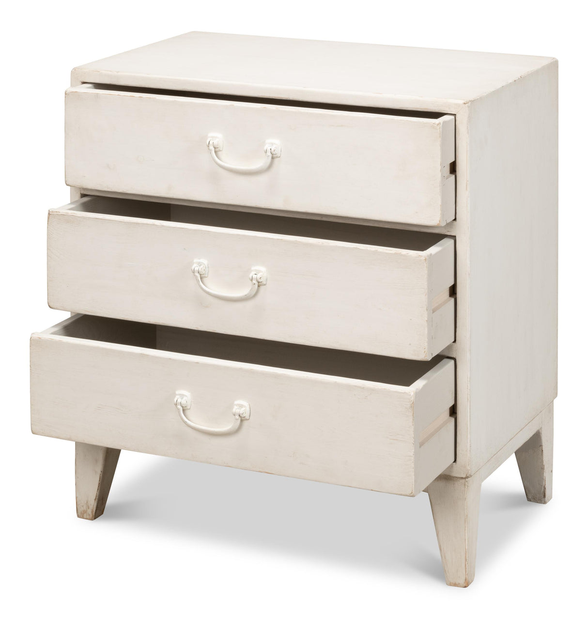 Sarreid Willow 3 Drawer Commode  Antique White