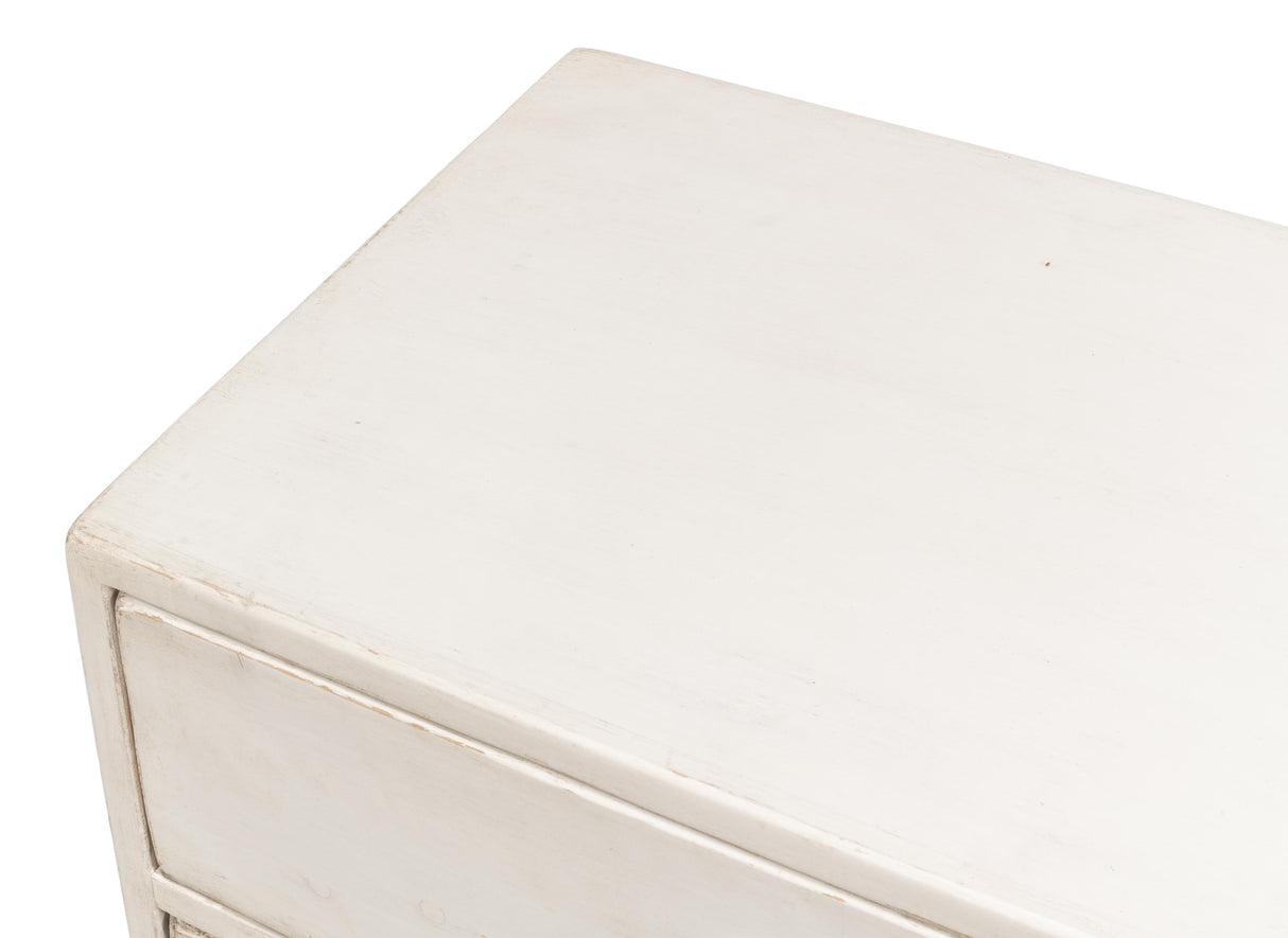 Sarreid Willow 3 Drawer Commode  Antique White