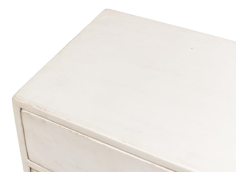 Sarreid Willow 3 Drawer Commode  Antique White