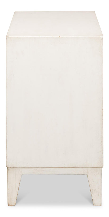 Sarreid Willow 3 Drawer Commode  Antique White