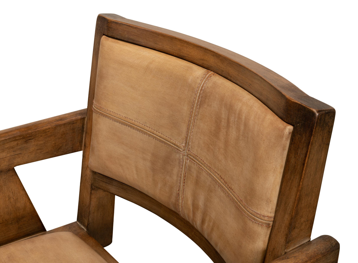 Sarreid Angus Chair  Brown W/Brown Leather