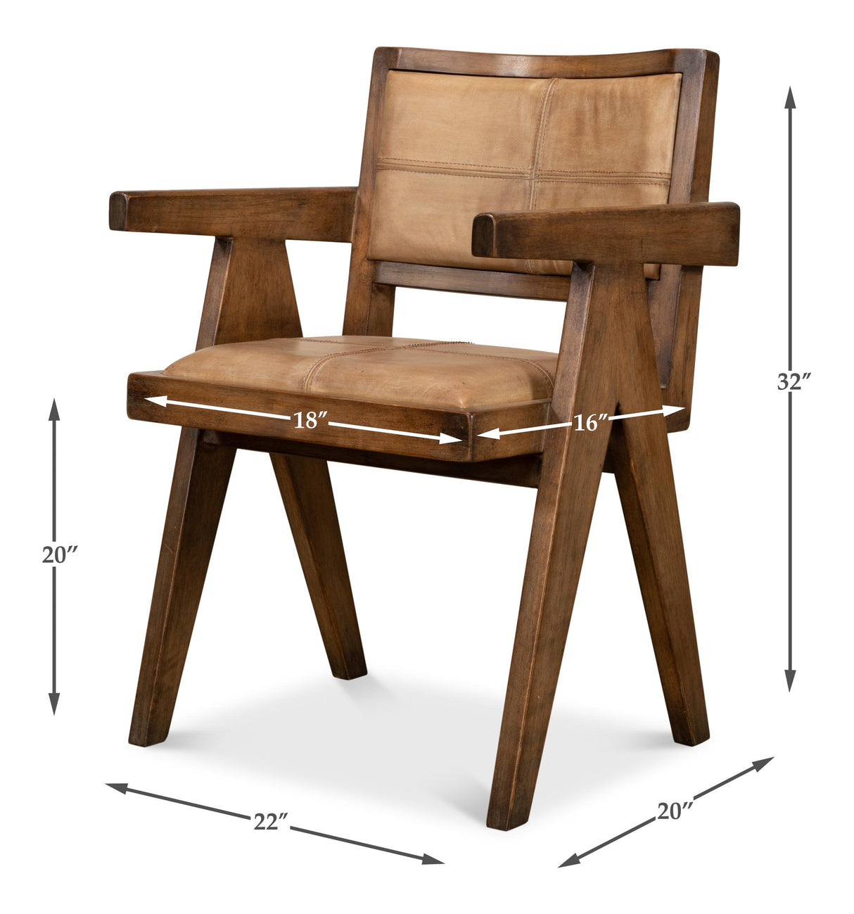Sarreid Angus Chair  Brown W/Brown Leather