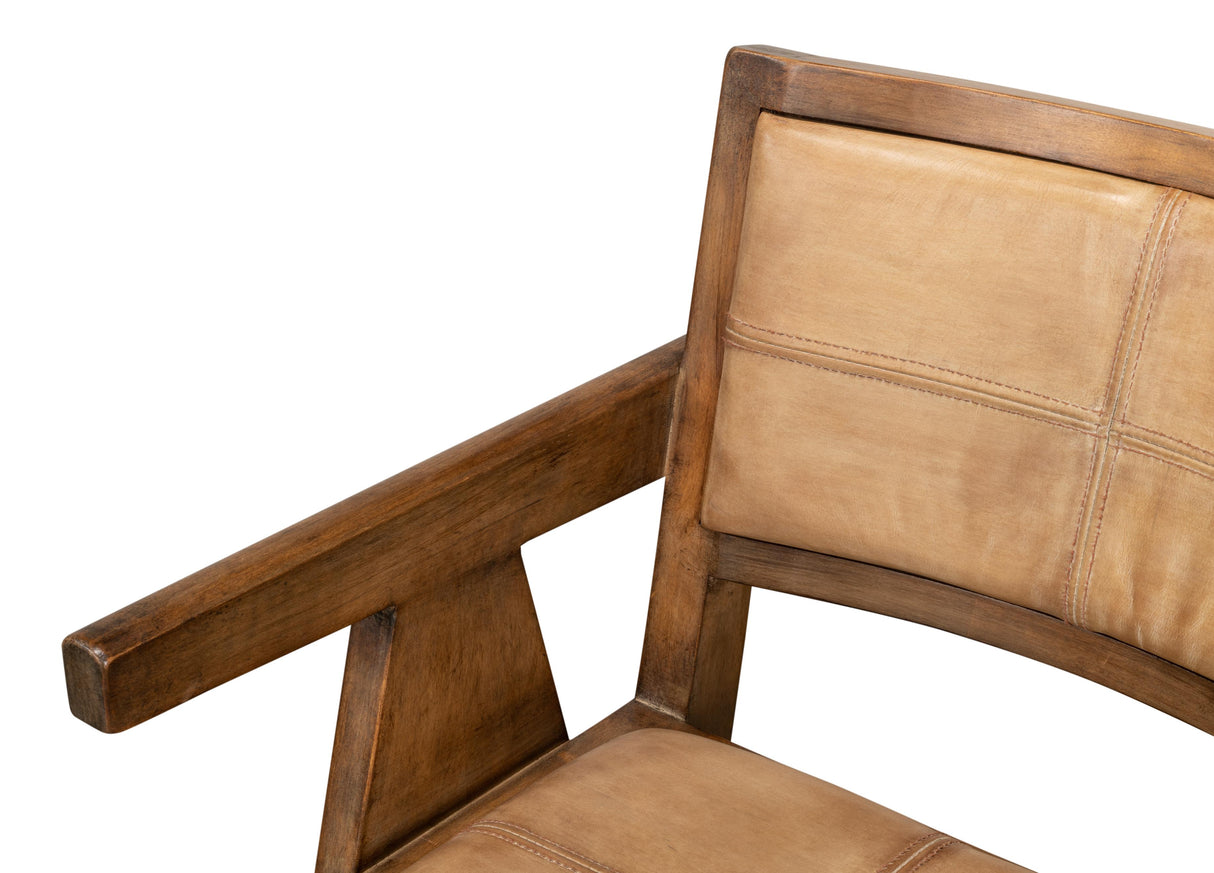 Sarreid Angus Chair  Brown W/Brown Leather