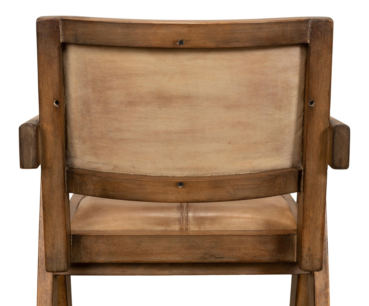 Sarreid Angus Chair  Brown W/Brown Leather