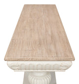 Sarreid Hugo Console  Ant.White W/Natural Top