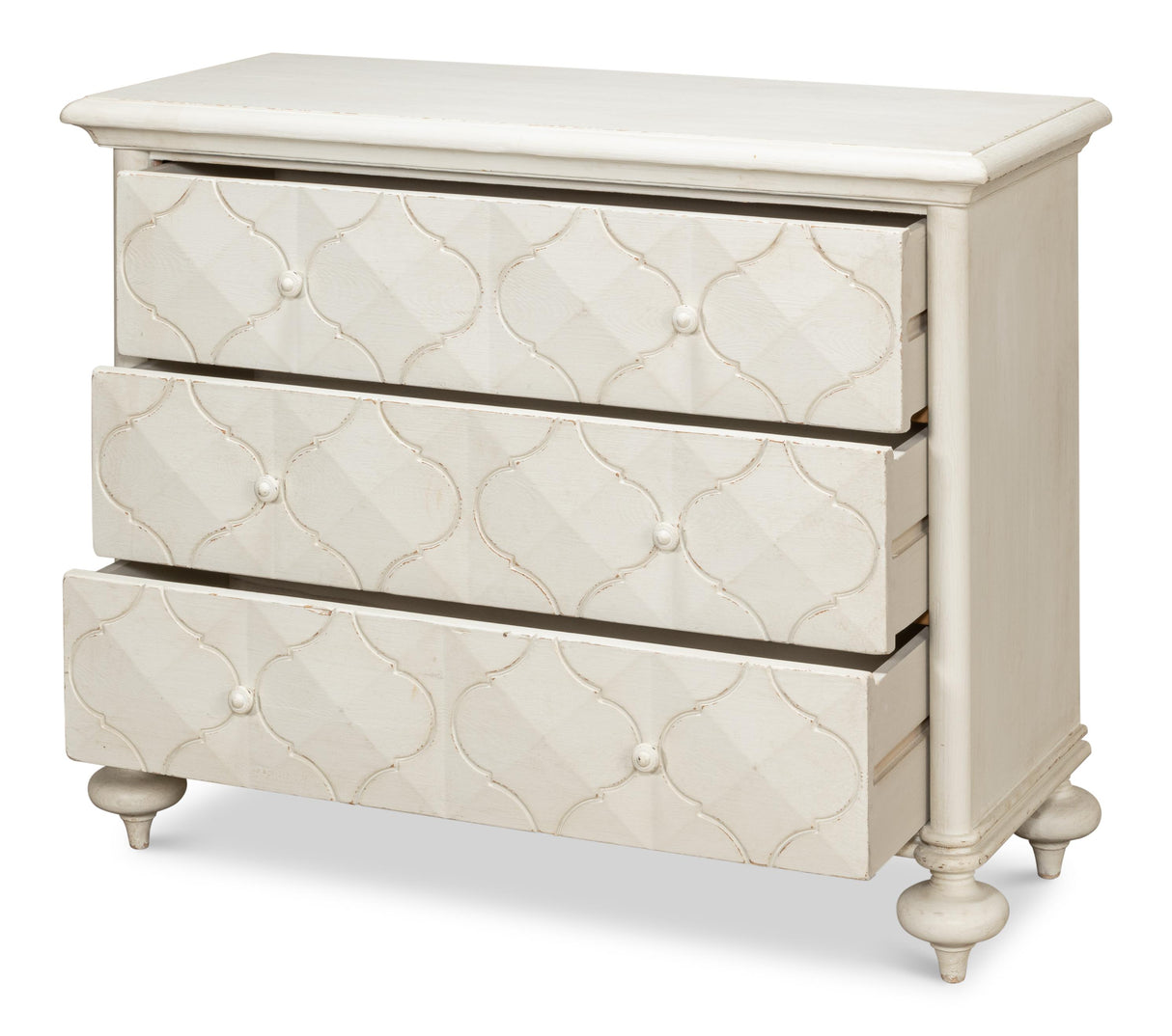 Sarreid Sommeil 3 Drawer Commode  Antique White