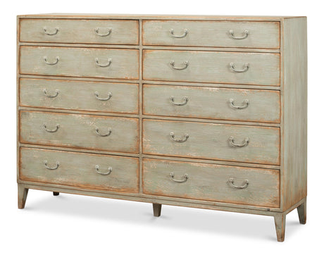Sarreid Willow 10 Drawer Commode  Sage