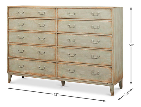 Sarreid Willow 10 Drawer Commode  Sage