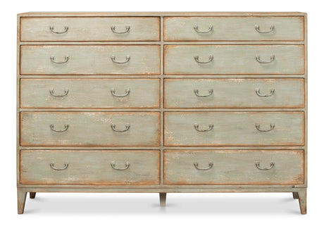 Sarreid Willow 10 Drawer Commode  Sage