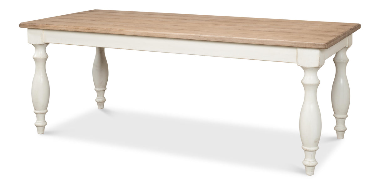 Sarreid Brie Dining Table  Ant.White/Natural Top