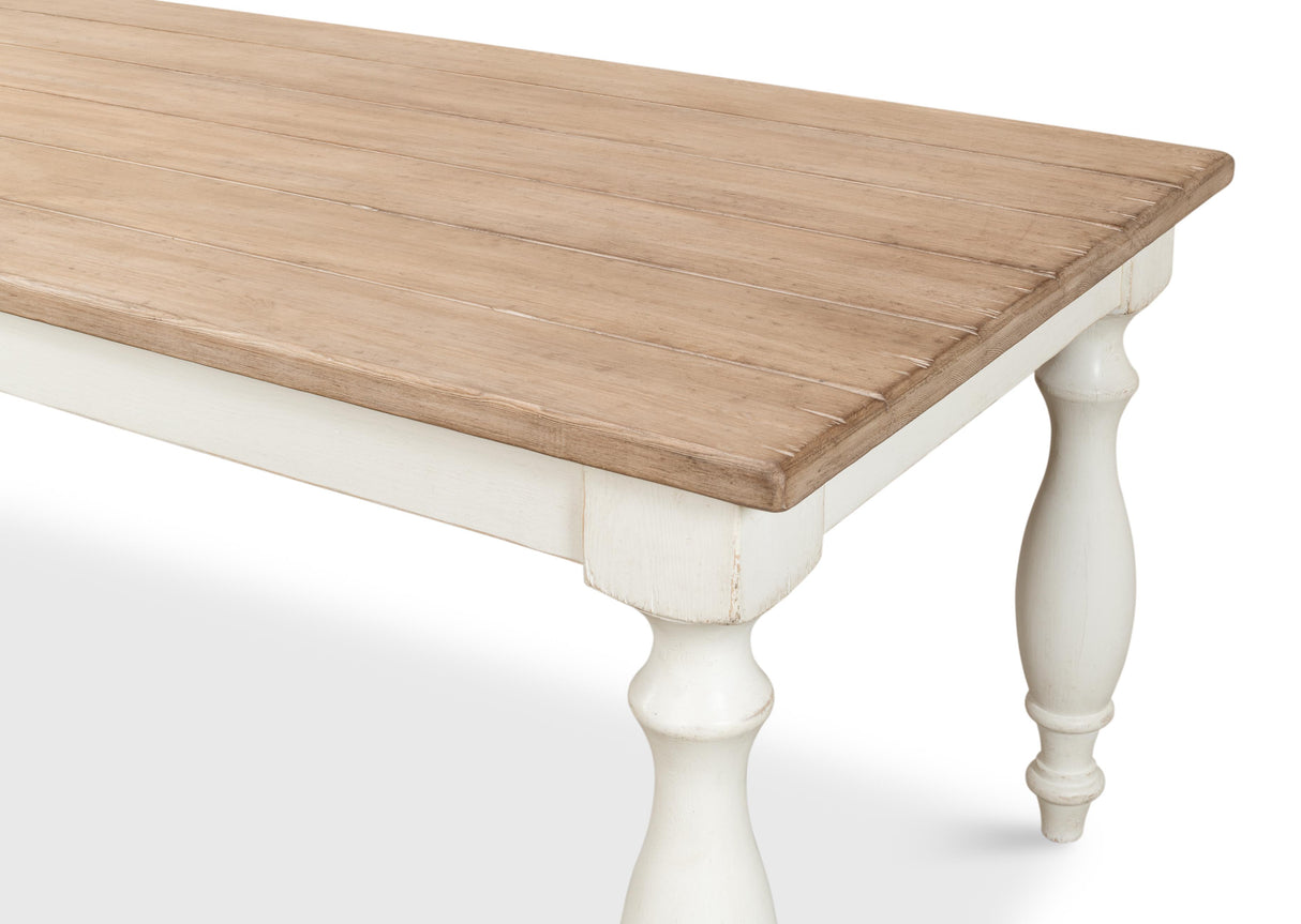 Sarreid Brie Dining Table  Ant.White/Natural Top