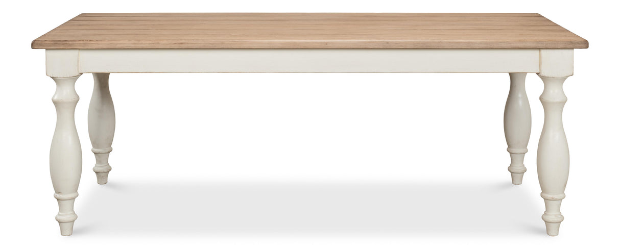 Sarreid Brie Dining Table  Ant.White/Natural Top