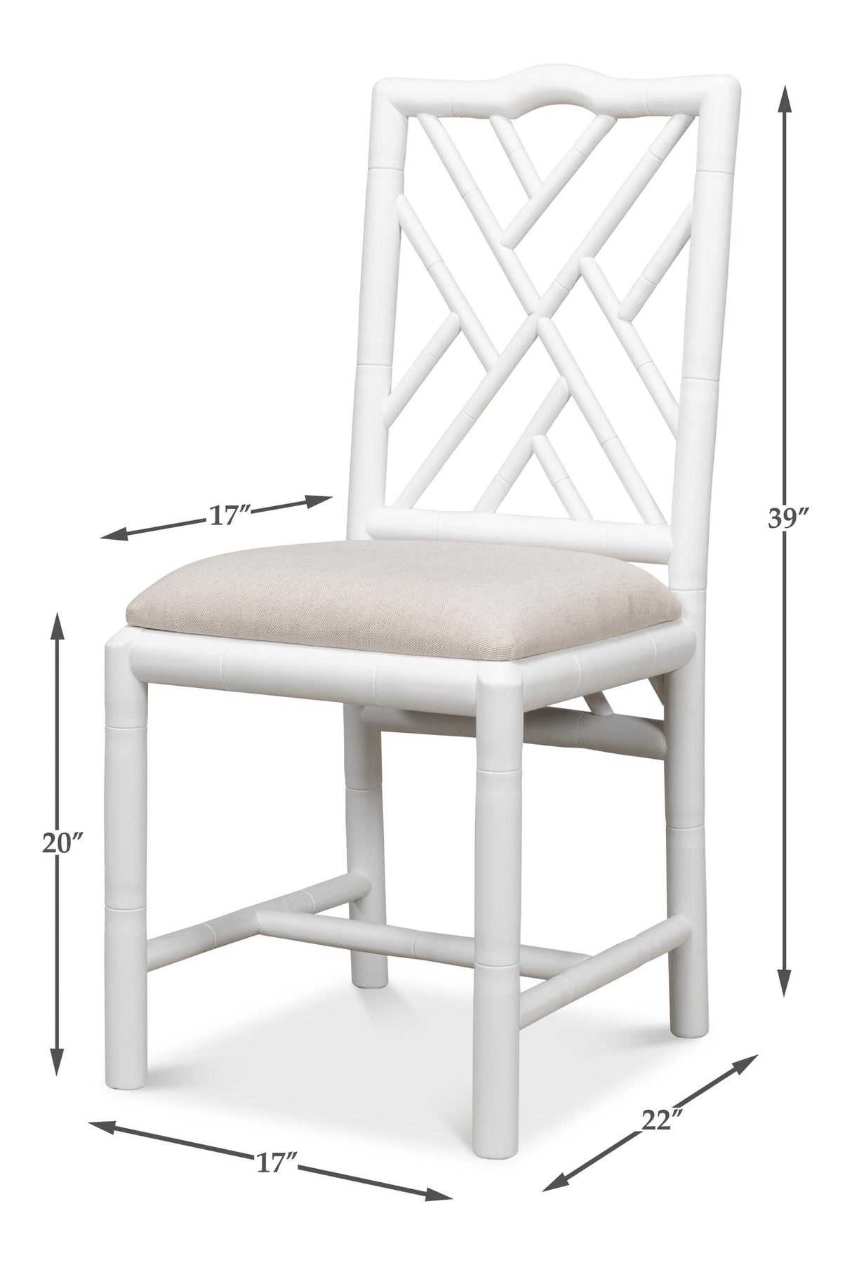 Sarreid Brighton Bamboo Side Chair  White