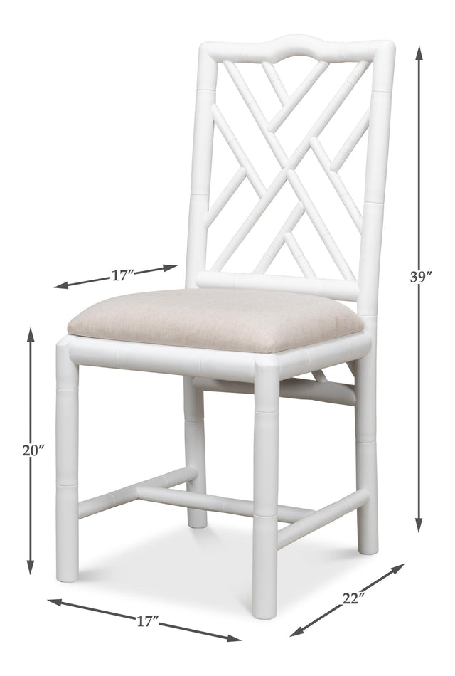 Sarreid Brighton Bamboo Side Chair  White