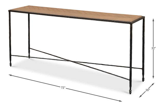 Sarreid Castle Gate Console Table W/Parquet Top