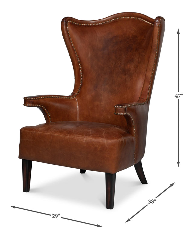 Sarreid Drake Distilled Leather Chair