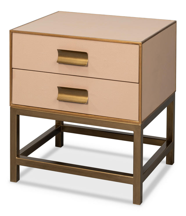 Sarreid Gideon Shagreen Side Table  Mushroom