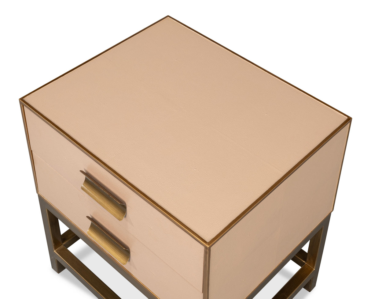 Sarreid Gideon Shagreen Side Table  Mushroom