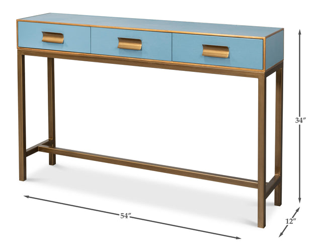 Sarreid Gideon Shagreen Console  Chambray Blue