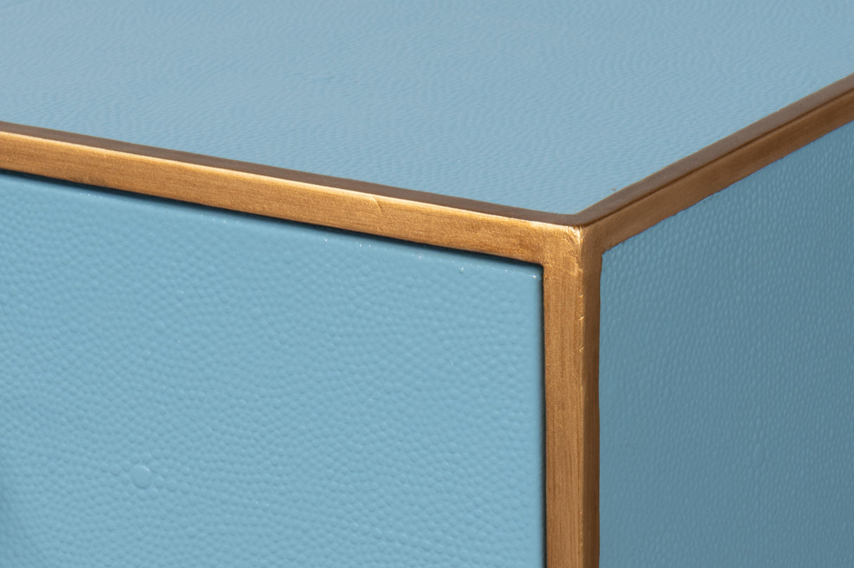 Sarreid Gideon Shagreen Console  Chambray Blue