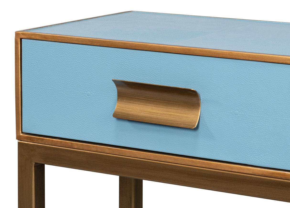 Sarreid Gideon Shagreen Console  Chambray Blue