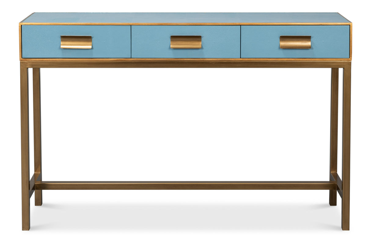 Sarreid Gideon Shagreen Console  Chambray Blue